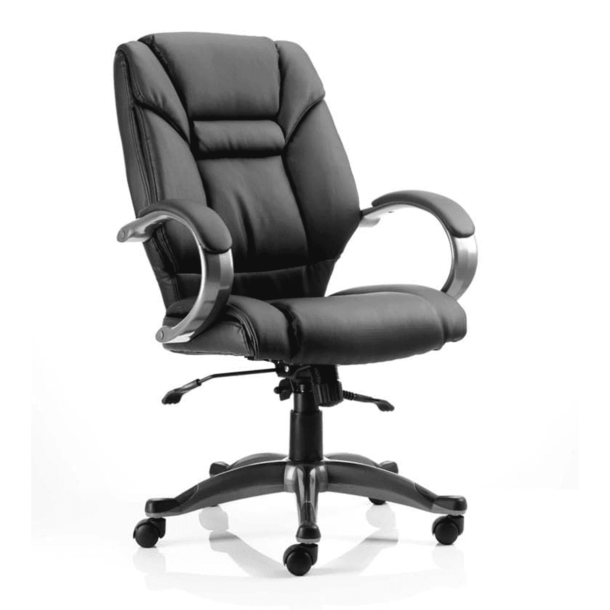 Galloway High Back Executive Office Chair with Arms - Fabric & Bonded Leather, Chrome Metal Frame, 125kg Capacity, 8hr Usage, 2yr Guarantee