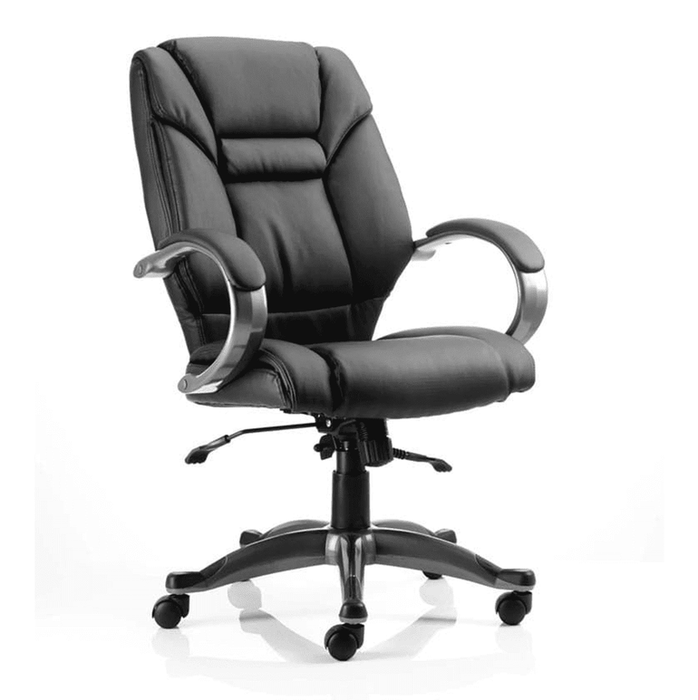 Galloway High Back Executive Office Chair with Arms - Fabric & Bonded Leather, Chrome Metal Frame, 125kg Capacity, 8hr Usage, 2yr Guarantee