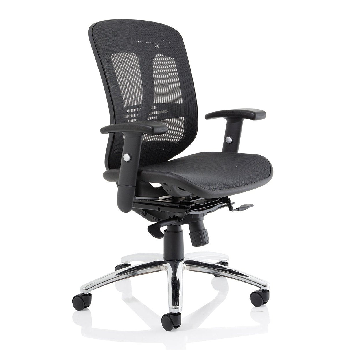 Mirage II Mesh Back Task Operator Office Chair - Height Adjustable Arms, Chrome Metal Frame, 125kg Capacity, 8hr Usage - Flat Packed