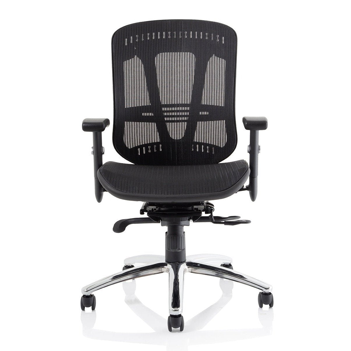 Mirage II Mesh Back Task Operator Office Chair - Height Adjustable Arms, Chrome Metal Frame, 125kg Capacity, 8hr Usage - Flat Packed