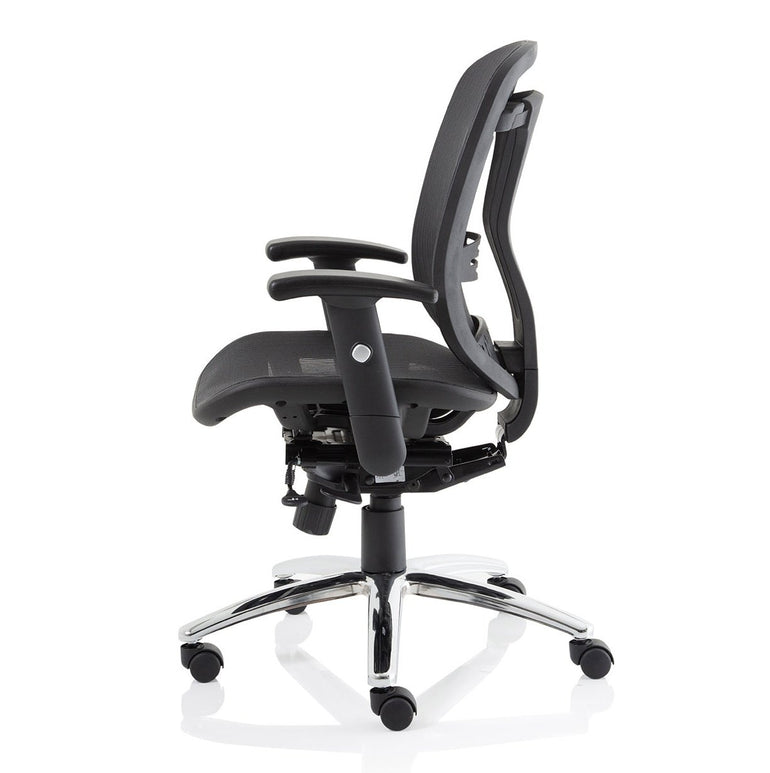 Mirage II Mesh Back Task Operator Office Chair - Height Adjustable Arms, Chrome Metal Frame, 125kg Capacity, 8hr Usage - Flat Packed