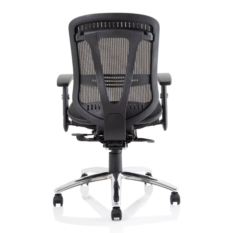 Mirage II Mesh Back Task Operator Office Chair - Height Adjustable Arms, Chrome Metal Frame, 125kg Capacity, 8hr Usage - Flat Packed