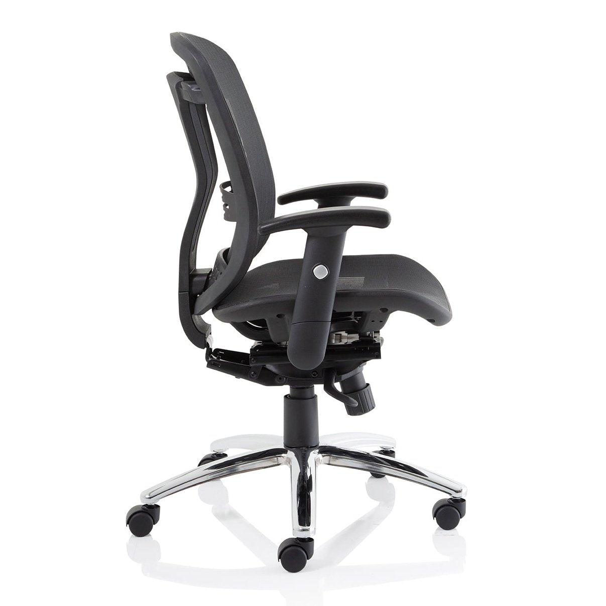 Mirage II Mesh Back Task Operator Office Chair - Height Adjustable Arms, Chrome Metal Frame, 125kg Capacity, 8hr Usage - Flat Packed