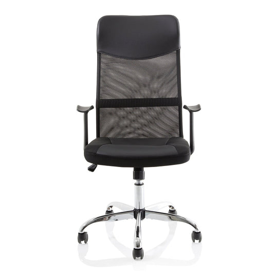 Vegalite High Mesh Back Executive Office Chair - Black, Chrome Frame, Adjustable Arms, 110kg Capacity, 8hr Usage, 1yr Warranty