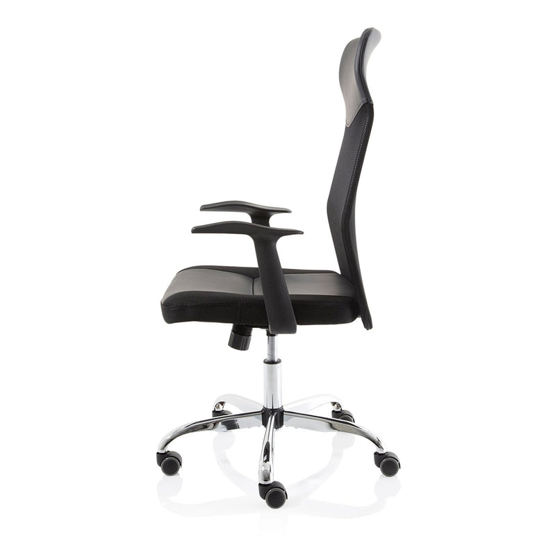 Vegalite High Mesh Back Executive Office Chair - Black, Chrome Frame, Adjustable Arms, 110kg Capacity, 8hr Usage, 1yr Warranty