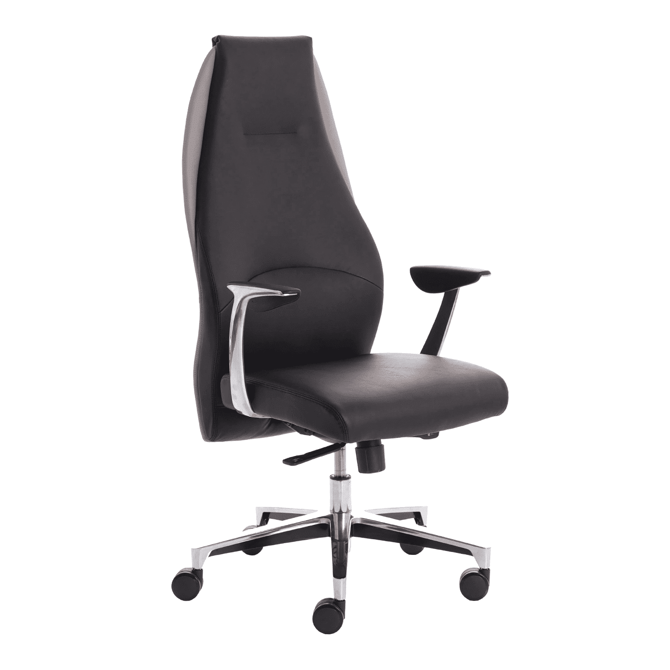 Mien High Back Leather Executive Office Chair - Soft Bonded, Chrome Frame, 125kg Capacity, 8hr Usage, 5yr Mechanism & 2yr Fabric Warranty