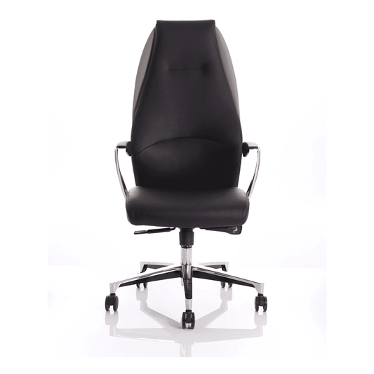 Mien High Back Leather Executive Office Chair - Soft Bonded, Chrome Frame, 125kg Capacity, 8hr Usage, 5yr Mechanism & 2yr Fabric Warranty