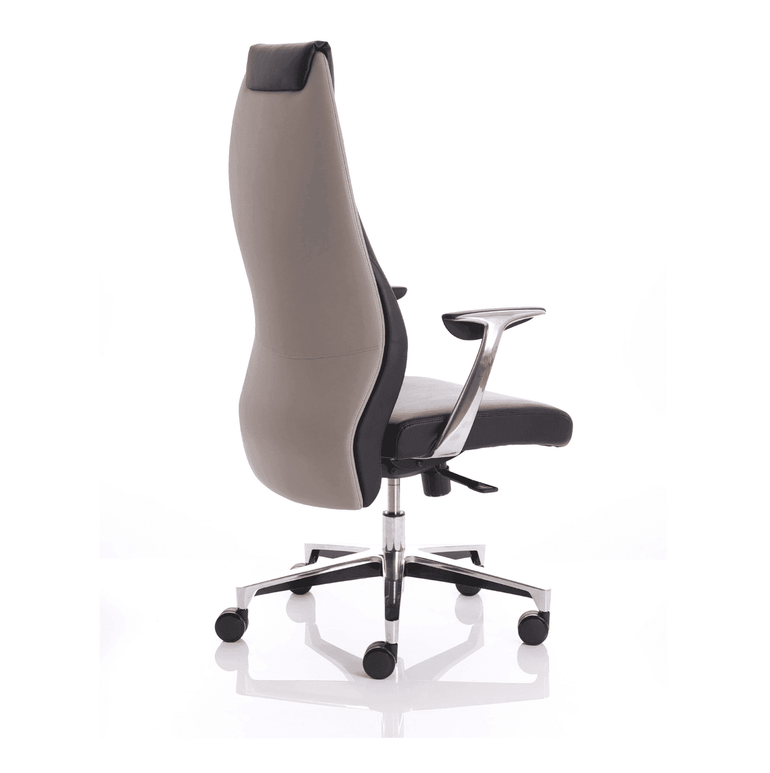 Mien High Back Leather Executive Office Chair - Soft Bonded, Chrome Frame, 125kg Capacity, 8hr Usage, 5yr Mechanism & 2yr Fabric Warranty