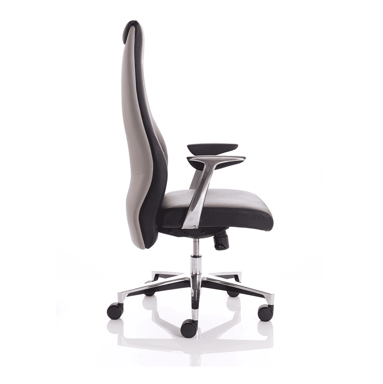 Mien High Back Leather Executive Office Chair - Soft Bonded, Chrome Frame, 125kg Capacity, 8hr Usage, 5yr Mechanism & 2yr Fabric Warranty