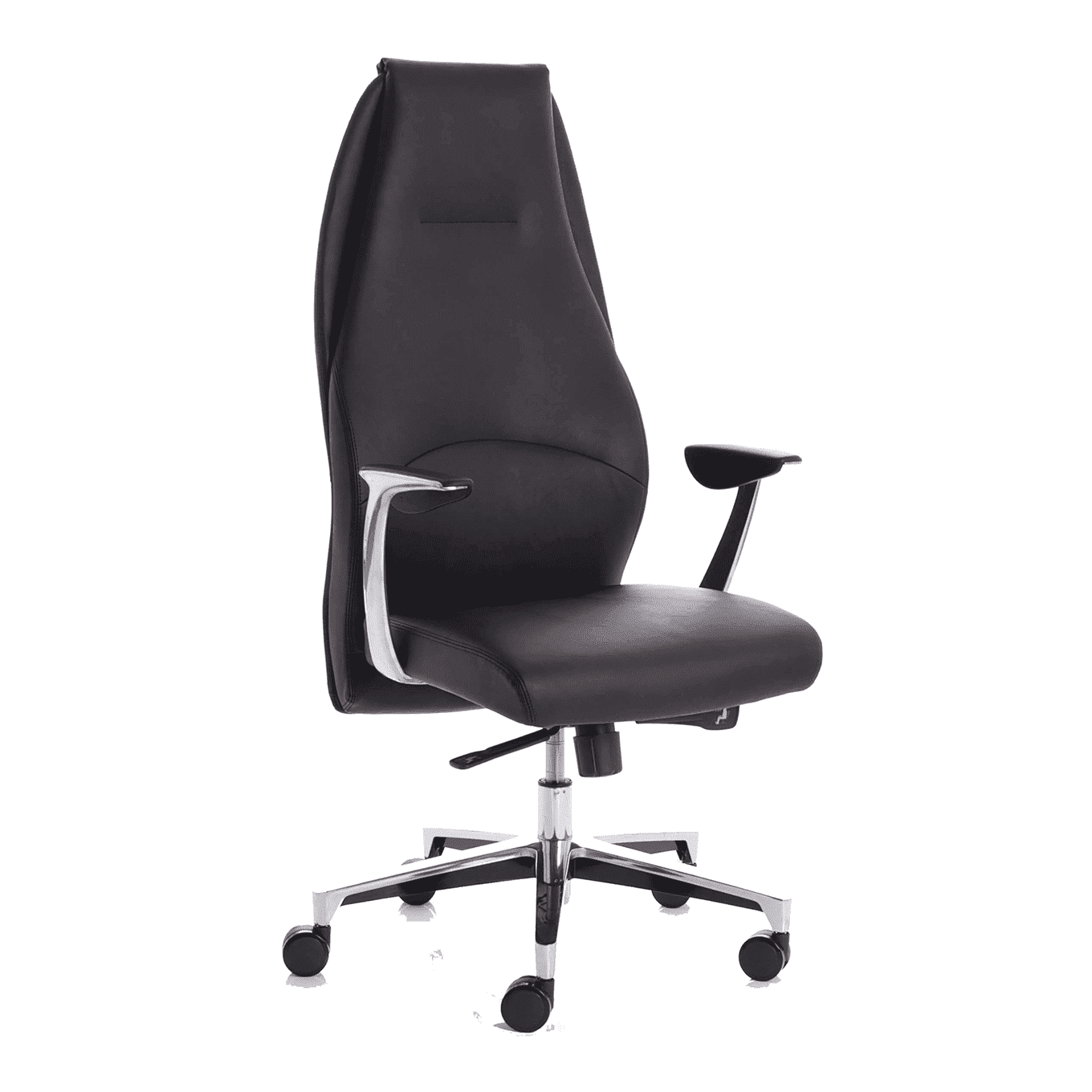 Mien High Back Leather Executive Office Chair - Soft Bonded, Chrome Frame, 125kg Capacity, 8hr Usage, 5yr Mechanism & 2yr Fabric Warranty