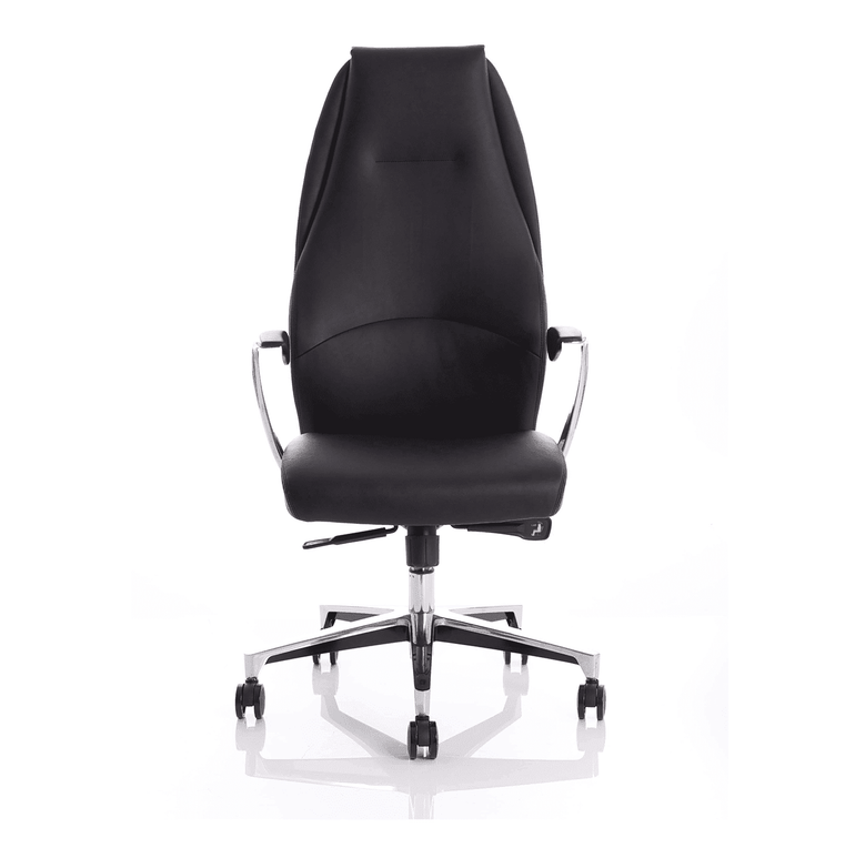 Mien High Back Leather Executive Office Chair - Soft Bonded, Chrome Frame, 125kg Capacity, 8hr Usage, 5yr Mechanism & 2yr Fabric Warranty