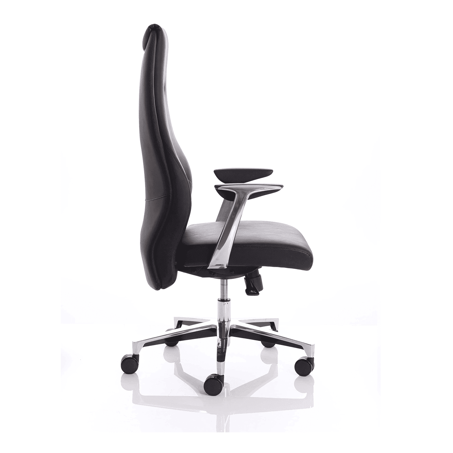 Mien High Back Leather Executive Office Chair - Soft Bonded, Chrome Frame, 125kg Capacity, 8hr Usage, 5yr Mechanism & 2yr Fabric Warranty