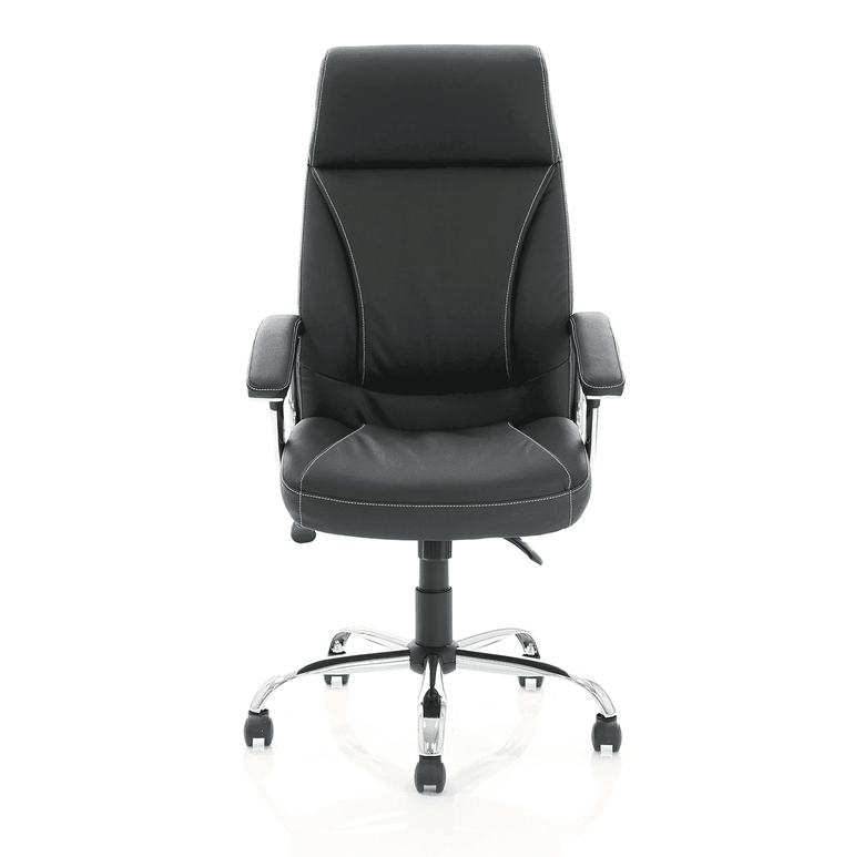 Penza High Back Executive Leather Office Chair with Arms - Chrome Frame, 110kg Capacity, 8hr Usage, Adjustable Height & Tilt