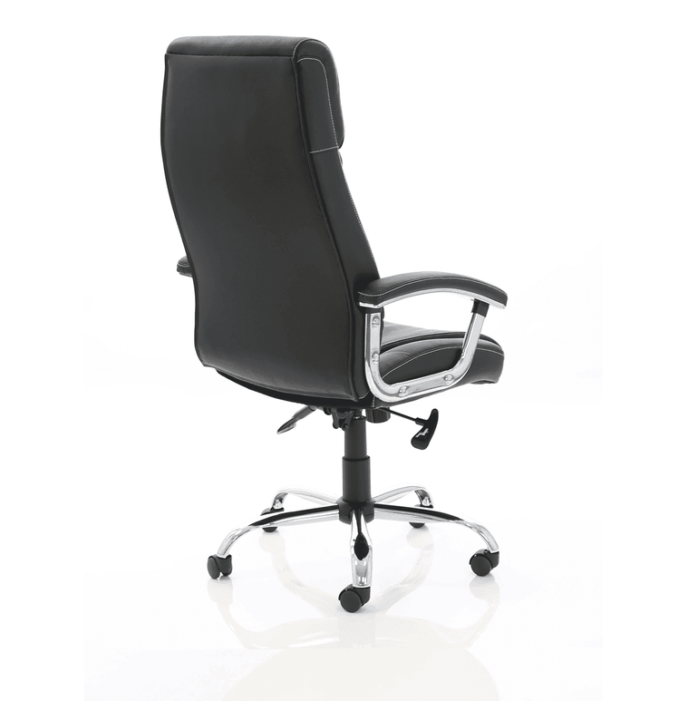 Penza High Back Executive Leather Office Chair with Arms - Chrome Frame, 110kg Capacity, 8hr Usage, Adjustable Height & Tilt