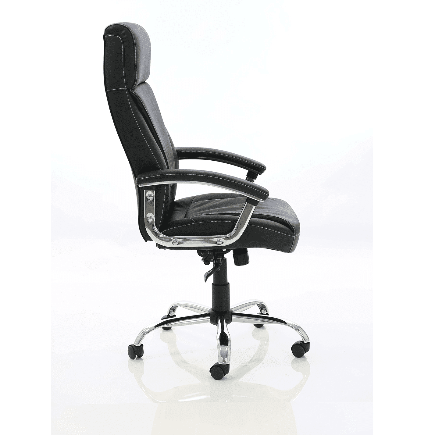 Penza High Back Executive Leather Office Chair with Arms - Chrome Frame, 110kg Capacity, 8hr Usage, Adjustable Height & Tilt