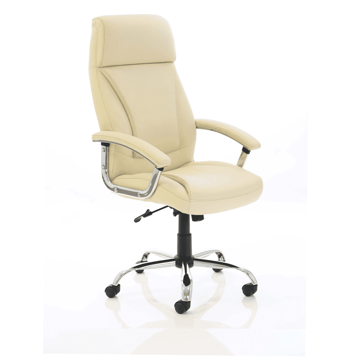 Penza High Back Executive Leather Office Chair with Arms - Chrome Frame, 110kg Capacity, 8hr Usage, Adjustable Height & Tilt