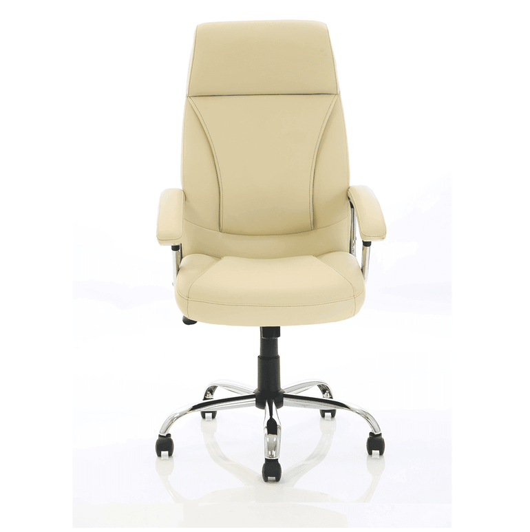 Penza High Back Executive Leather Office Chair with Arms - Chrome Frame, 110kg Capacity, 8hr Usage, Adjustable Height & Tilt