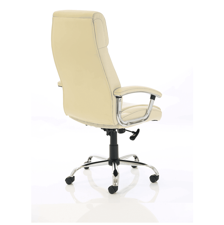 Penza High Back Executive Leather Office Chair with Arms - Chrome Frame, 110kg Capacity, 8hr Usage, Adjustable Height & Tilt