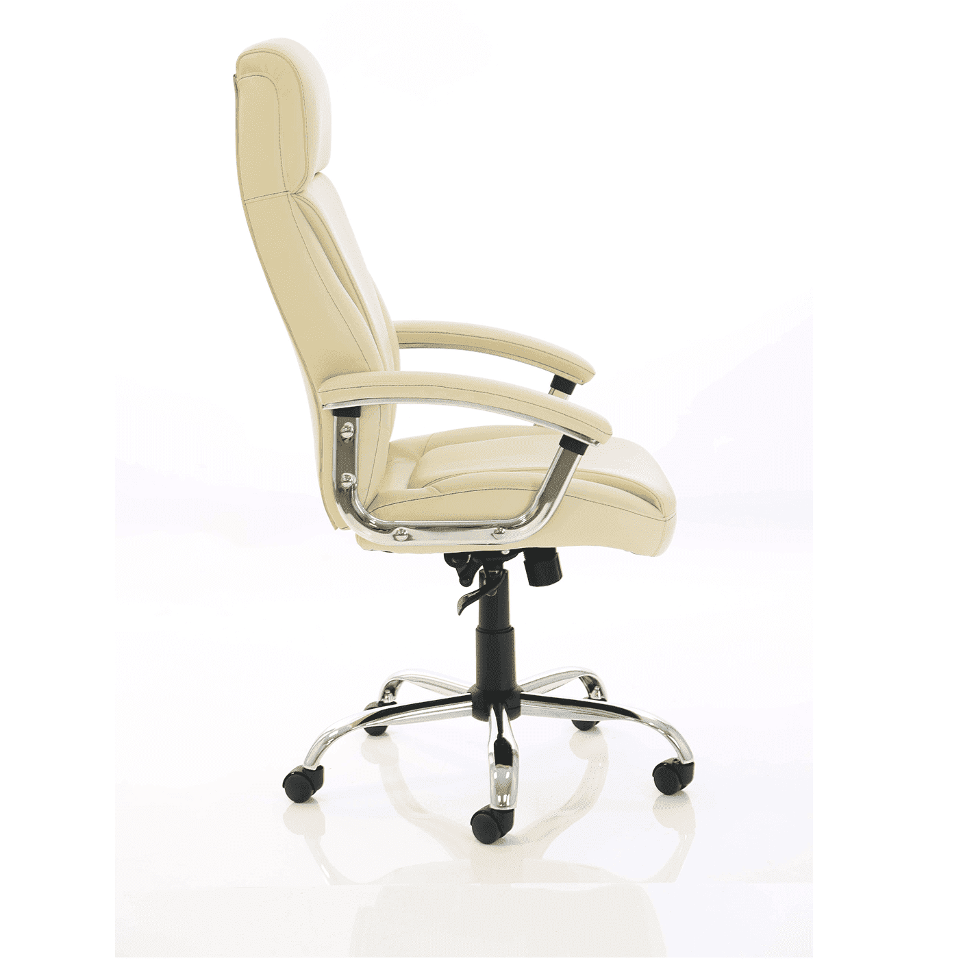 Penza High Back Executive Leather Office Chair with Arms - Chrome Frame, 110kg Capacity, 8hr Usage, Adjustable Height & Tilt