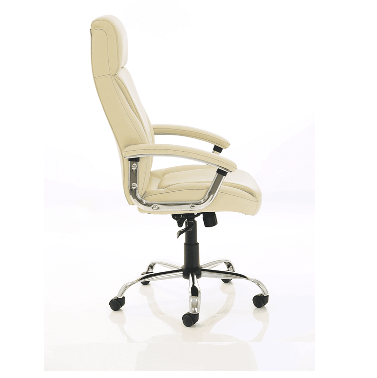 Penza High Back Executive Leather Office Chair with Arms - Chrome Frame, 110kg Capacity, 8hr Usage, Adjustable Height & Tilt