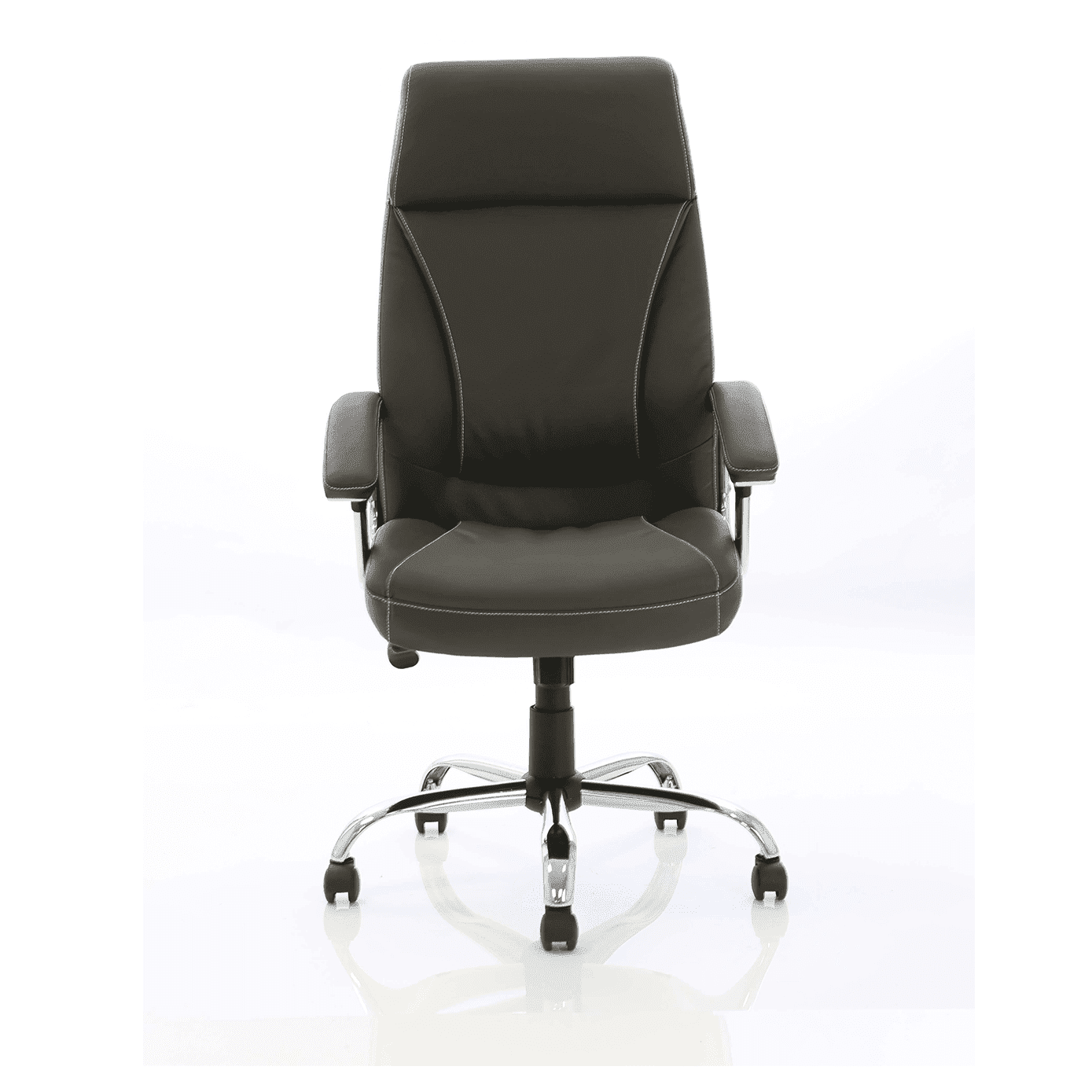 Penza High Back Executive Leather Office Chair with Arms - Chrome Frame, 110kg Capacity, 8hr Usage, Adjustable Height & Tilt