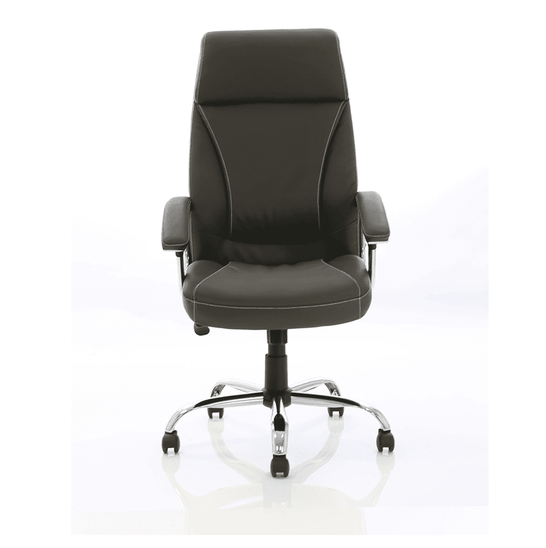 Penza High Back Executive Leather Office Chair with Arms - Chrome Frame, 110kg Capacity, 8hr Usage, Adjustable Height & Tilt