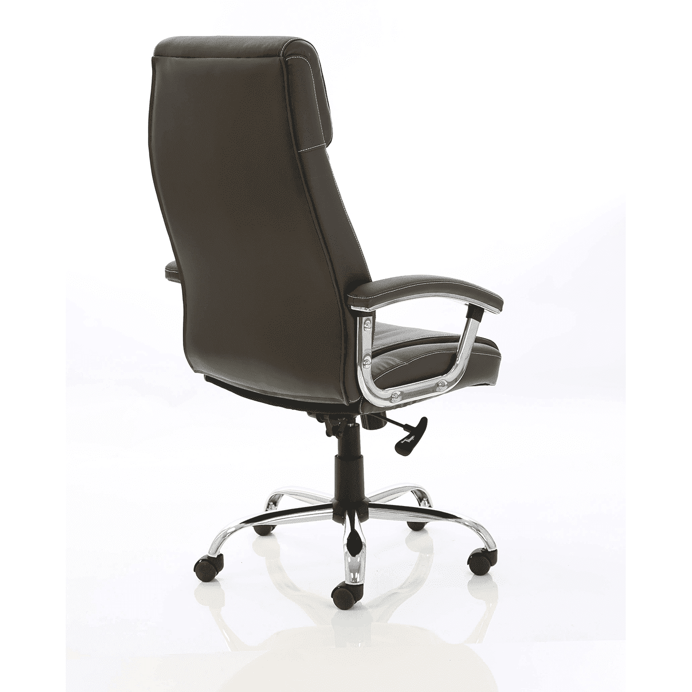 Penza High Back Executive Leather Office Chair with Arms - Chrome Frame, 110kg Capacity, 8hr Usage, Adjustable Height & Tilt