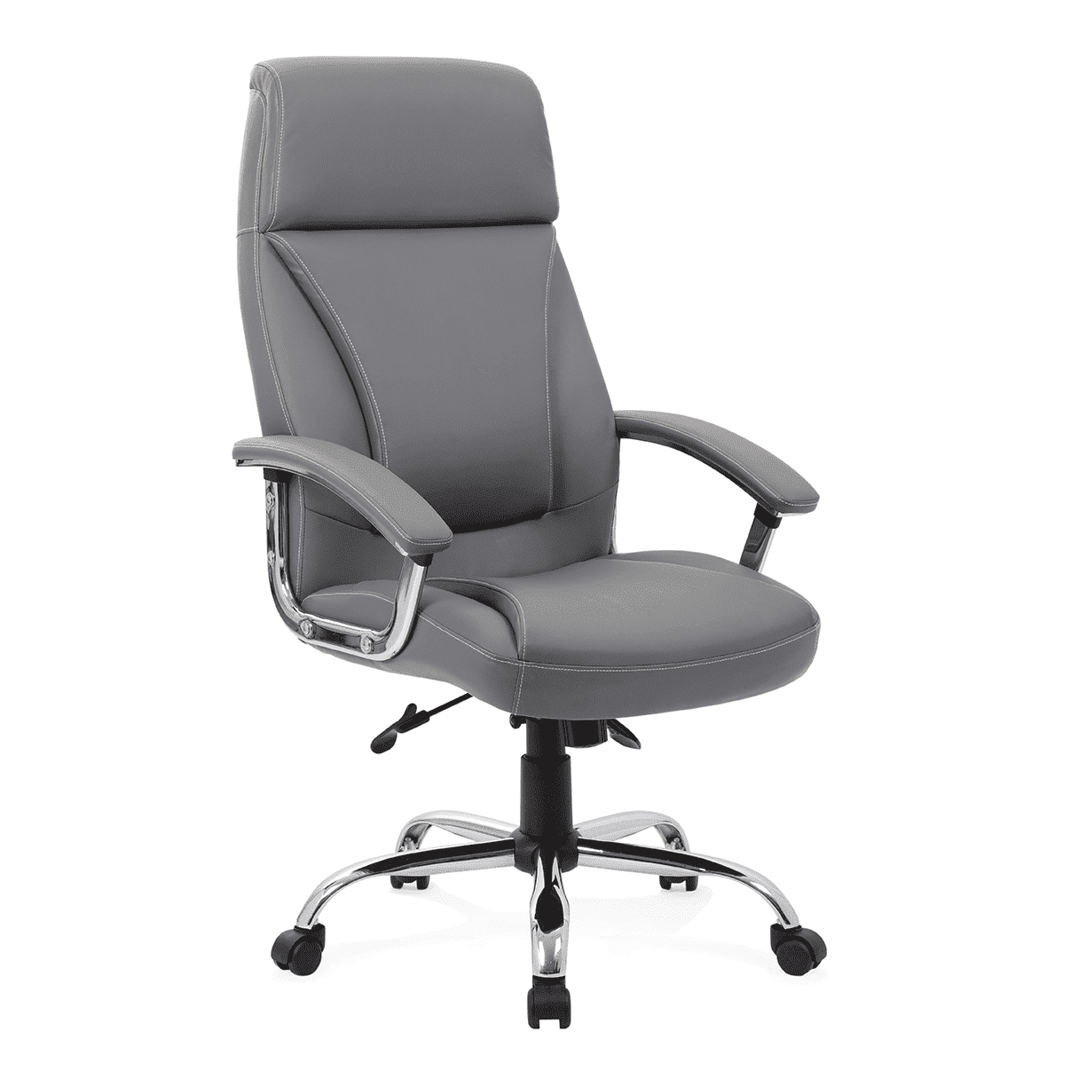 Penza High Back Executive Leather Office Chair with Arms - Chrome Frame, 110kg Capacity, 8hr Usage, Adjustable Height & Tilt