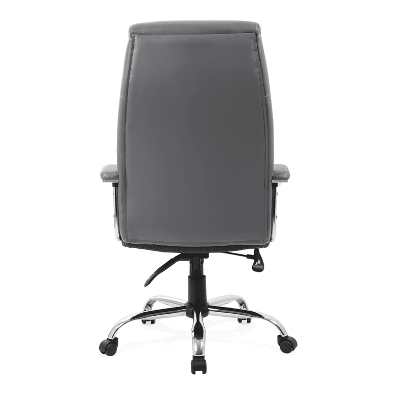 Penza High Back Executive Leather Office Chair with Arms - Chrome Frame, 110kg Capacity, 8hr Usage, Adjustable Height & Tilt