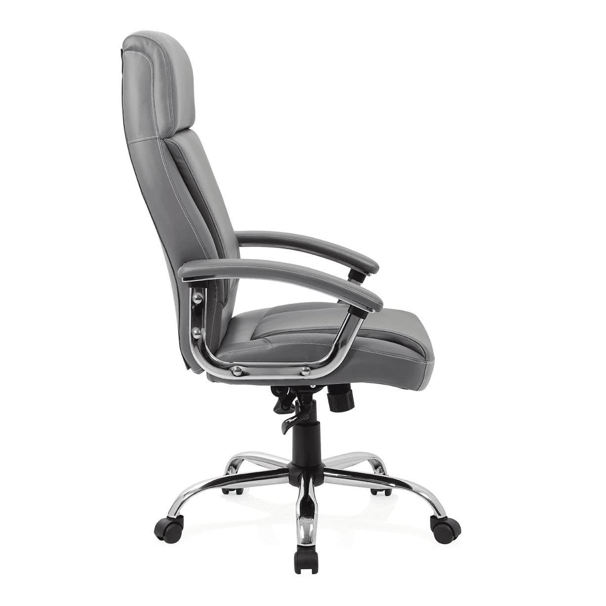 Penza High Back Executive Leather Office Chair with Arms - Chrome Frame, 110kg Capacity, 8hr Usage, Adjustable Height & Tilt