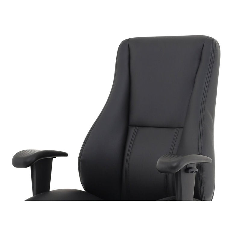 Winsor Medium Back Executive Office Chair - Black Faux Leather, Adjustable Arms, 120kg Capacity, 8hr Usage, Flat Packed (690x680x1210mm)