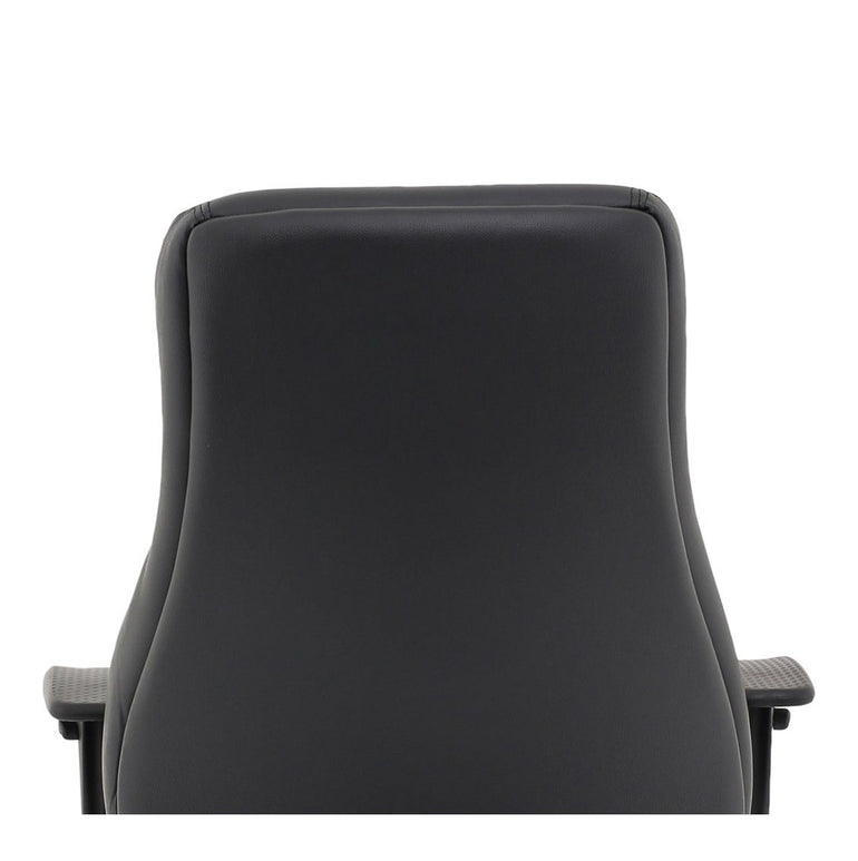 Winsor Medium Back Executive Office Chair - Black Faux Leather, Adjustable Arms, 120kg Capacity, 8hr Usage, Flat Packed (690x680x1210mm)