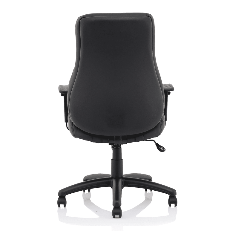 Winsor Medium Back Executive Office Chair - Black Faux Leather, Adjustable Arms, 120kg Capacity, 8hr Usage, Flat Packed (690x680x1210mm)