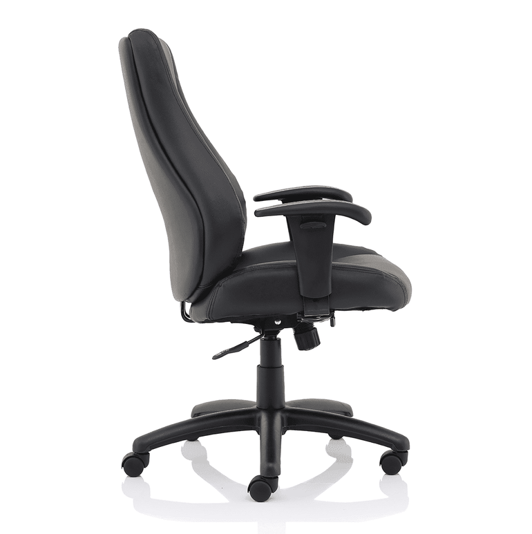 Winsor Medium Back Executive Office Chair - Black Faux Leather, Adjustable Arms, 120kg Capacity, 8hr Usage, Flat Packed (690x680x1210mm)