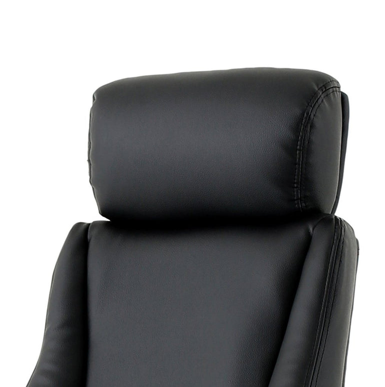 Winsor Medium Back Executive Office Chair - Black Faux Leather, Adjustable Arms, 120kg Capacity, 8hr Usage, Flat Packed (690x680x1210mm)