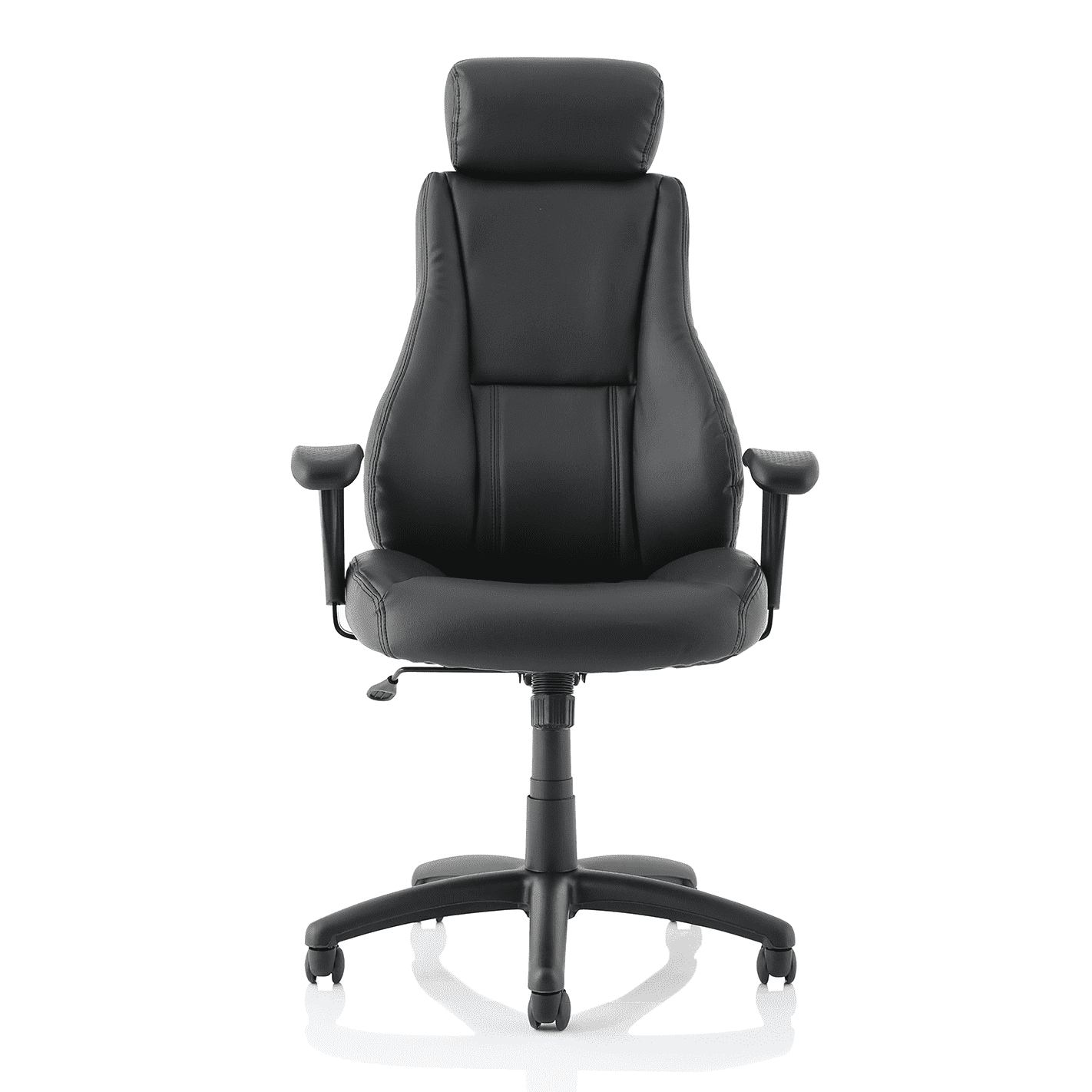 Winsor Medium Back Executive Office Chair - Black Faux Leather, Adjustable Arms, 120kg Capacity, 8hr Usage, Flat Packed (690x680x1210mm)