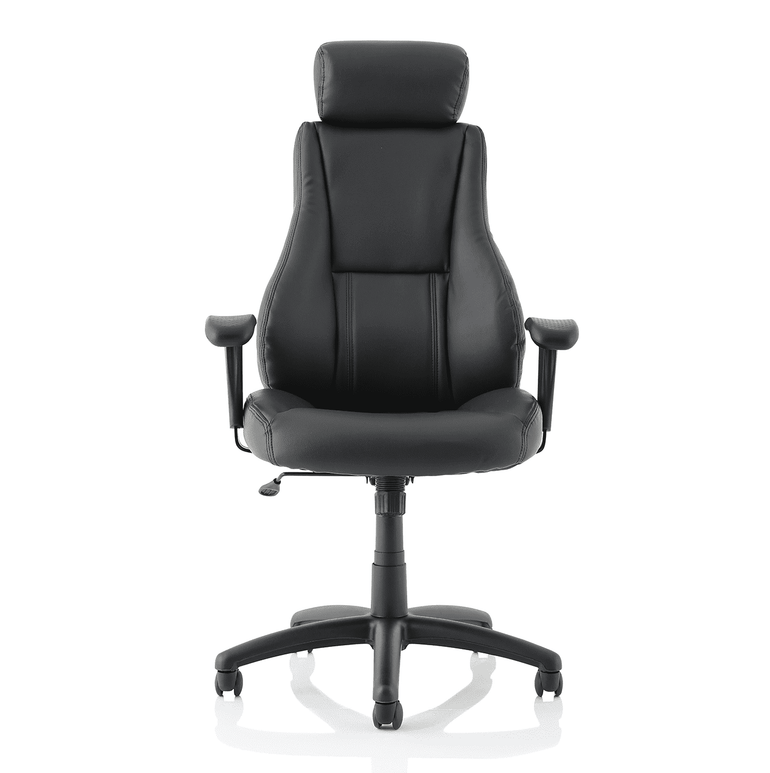 Winsor Medium Back Executive Office Chair - Black Faux Leather, Adjustable Arms, 120kg Capacity, 8hr Usage, Flat Packed (690x680x1210mm)