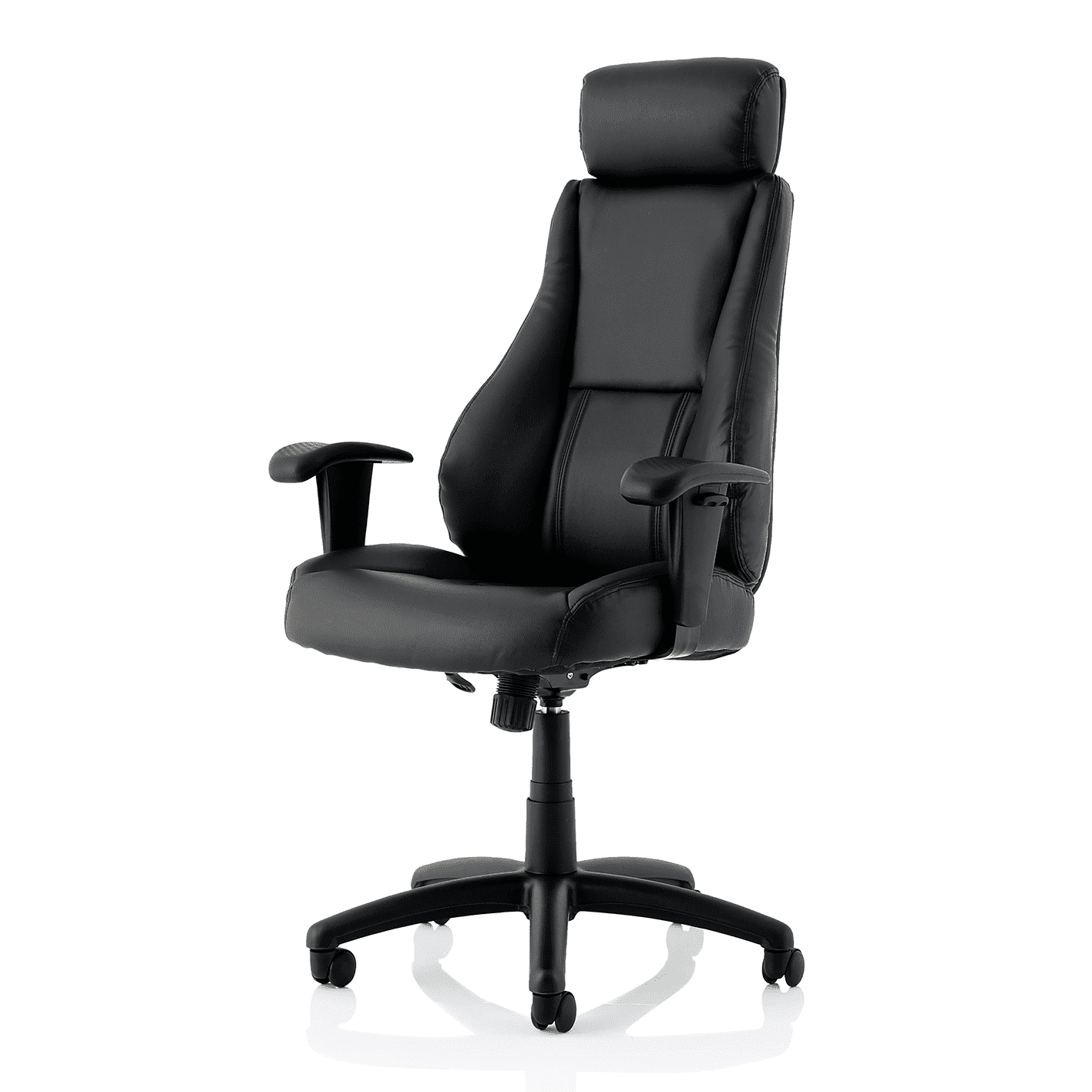 Winsor Medium Back Executive Office Chair - Black Faux Leather, Adjustable Arms, 120kg Capacity, 8hr Usage, Flat Packed (690x680x1210mm)