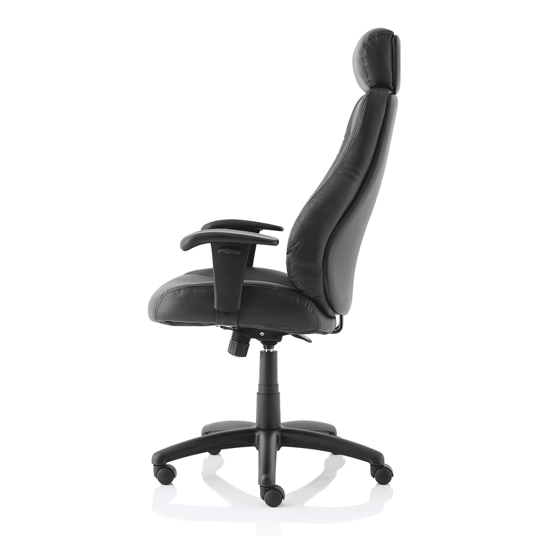 Winsor Medium Back Executive Office Chair - Black Faux Leather, Adjustable Arms, 120kg Capacity, 8hr Usage, Flat Packed (690x680x1210mm)