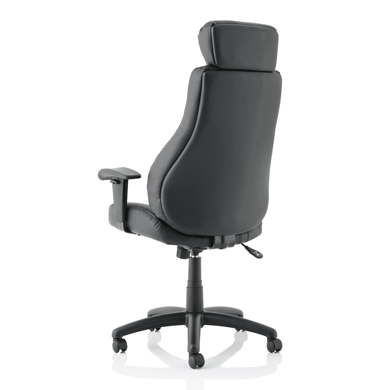 Winsor Medium Back Executive Office Chair - Black Faux Leather, Adjustable Arms, 120kg Capacity, 8hr Usage, Flat Packed (690x680x1210mm)