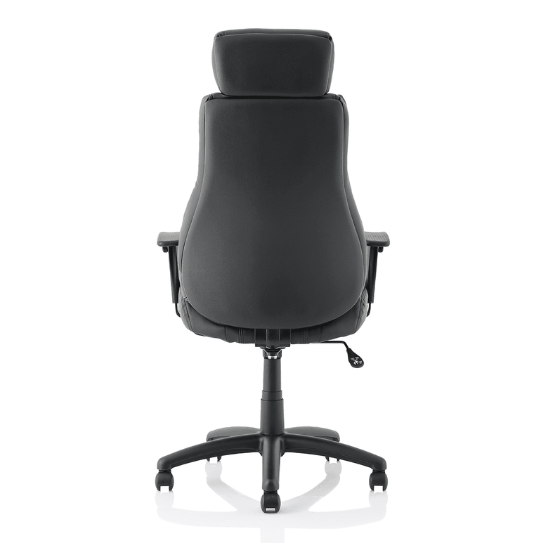 Winsor Medium Back Executive Office Chair - Black Faux Leather, Adjustable Arms, 120kg Capacity, 8hr Usage, Flat Packed (690x680x1210mm)