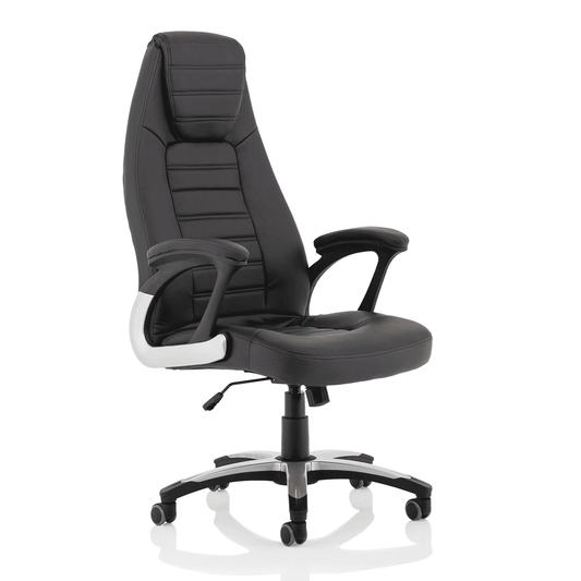 Metropolis High Back Executive Office Chair - Black Leather, Metal & Plastic Frame, 120kg Capacity, 8hr Usage, Gas Height & Tilt Adjustments