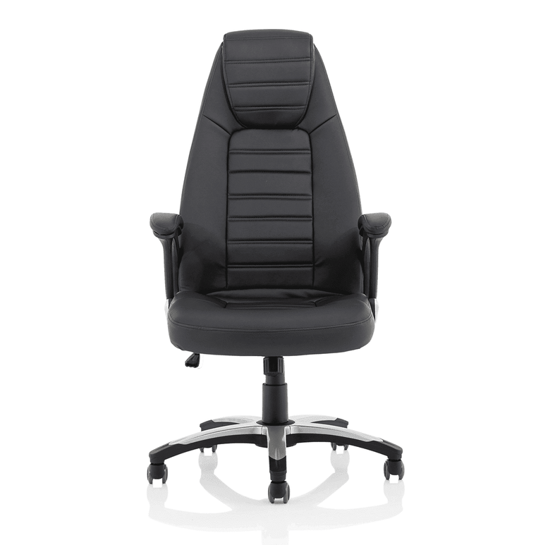 Metropolis High Back Executive Office Chair - Black Leather, Metal & Plastic Frame, 120kg Capacity, 8hr Usage, Gas Height & Tilt Adjustments