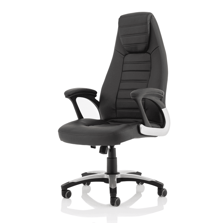 Metropolis High Back Executive Office Chair - Black Leather, Metal & Plastic Frame, 120kg Capacity, 8hr Usage, Gas Height & Tilt Adjustments