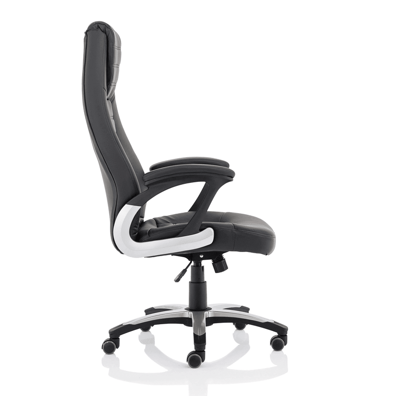 Metropolis High Back Executive Office Chair - Black Leather, Metal & Plastic Frame, 120kg Capacity, 8hr Usage, Gas Height & Tilt Adjustments