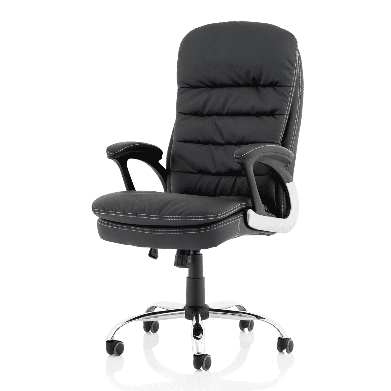 Ontario High Back Executive Office Chair with Arms - Chrome Metal Frame, Polyurethane Seat & Back, 120kg Capacity, 8hr Usage, 1yr Guarantee