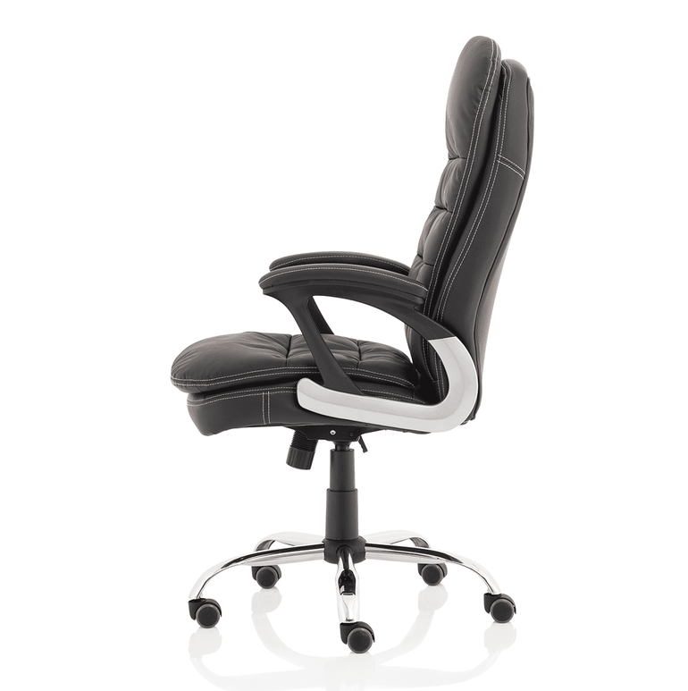 Ontario High Back Executive Office Chair with Arms - Chrome Metal Frame, Polyurethane Seat & Back, 120kg Capacity, 8hr Usage, 1yr Guarantee