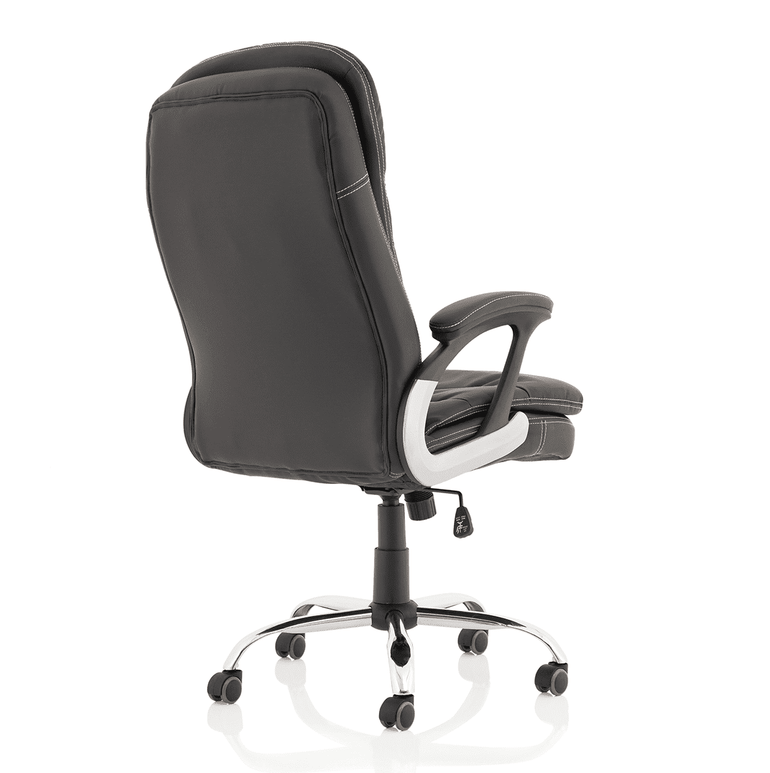 Ontario High Back Executive Office Chair with Arms - Chrome Metal Frame, Polyurethane Seat & Back, 120kg Capacity, 8hr Usage, 1yr Guarantee