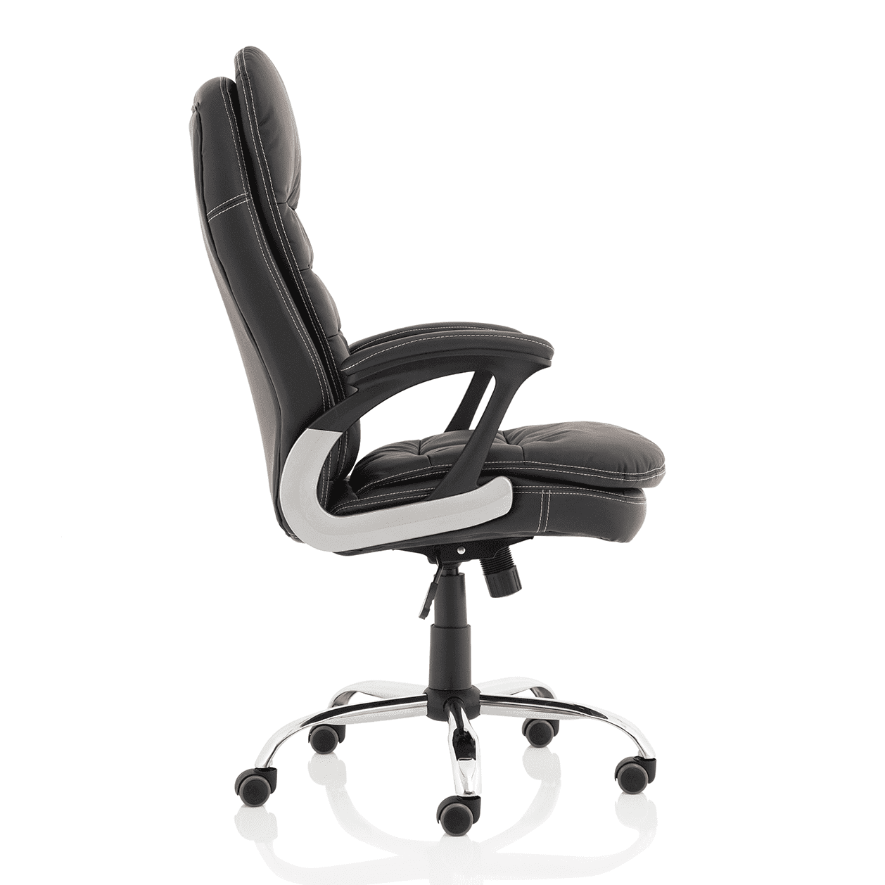 Ontario High Back Executive Office Chair with Arms - Chrome Metal Frame, Polyurethane Seat & Back, 120kg Capacity, 8hr Usage, 1yr Guarantee