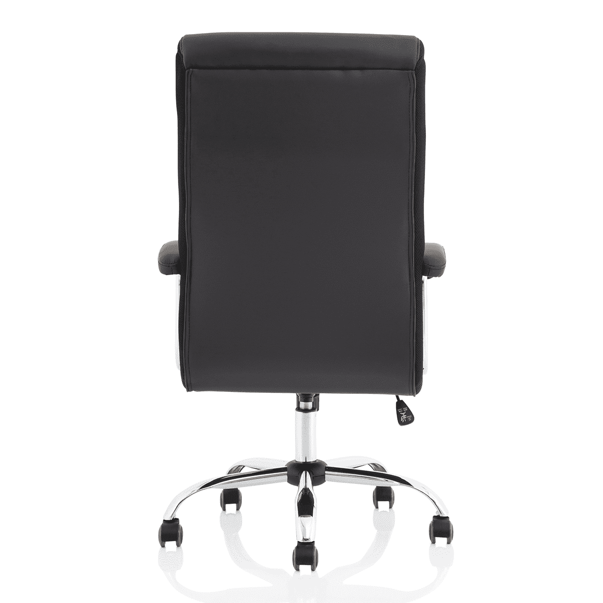 Dallas High Back Executive Office Chair - Black Leather, Chrome Metal Frame, Fixed Arms, 120kg Capacity, 8hr Usage, 1yr Warranty (640x780x1110-1190mm)